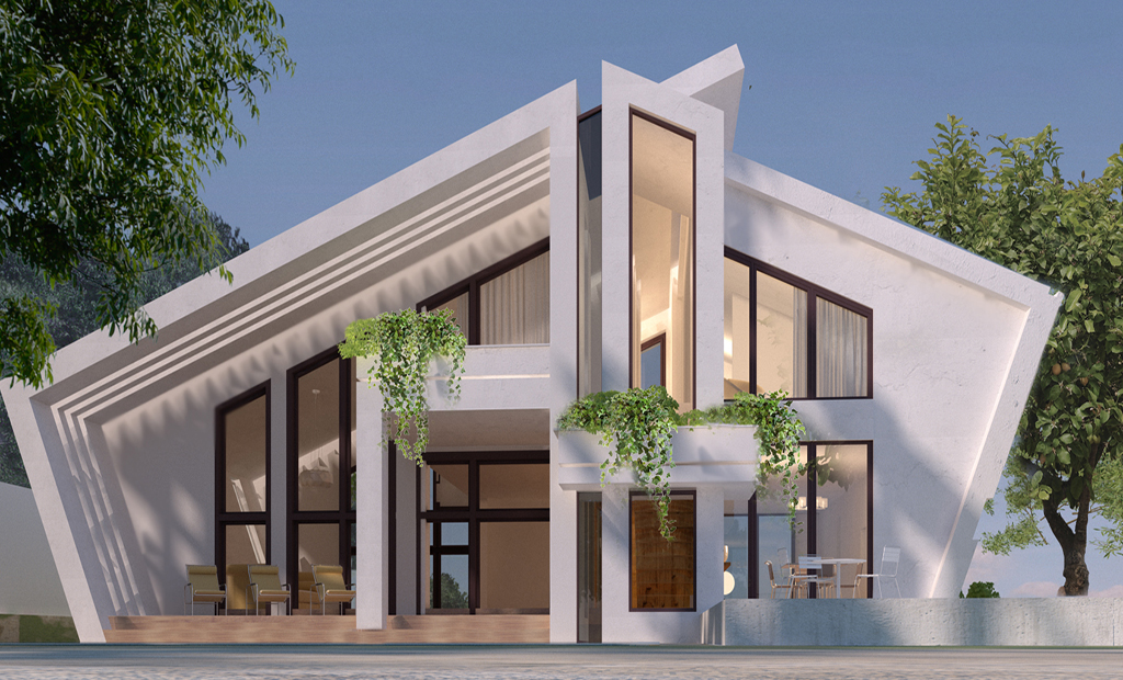 طراحی نمای ویلا و ساختمان های ویلایی(سنگ فرگاه)