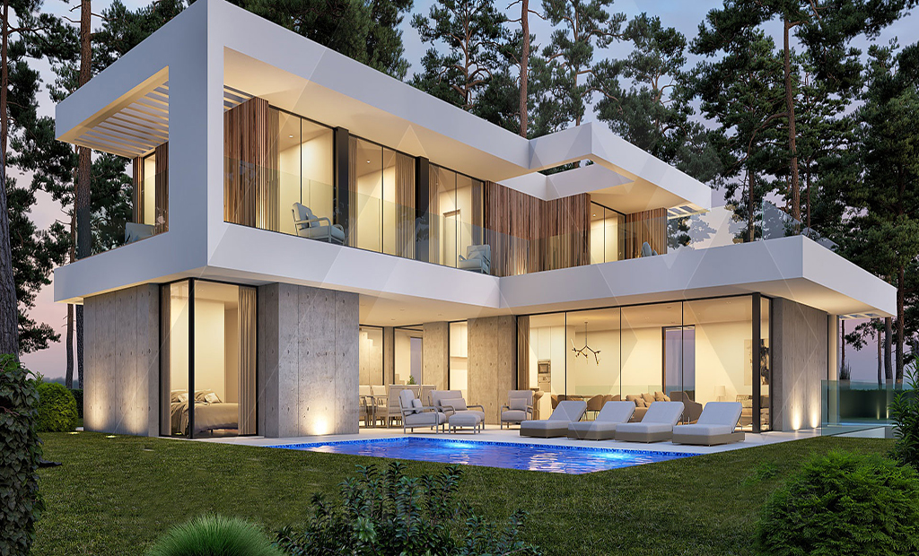 ویلای ال شکل(طراحی نما)